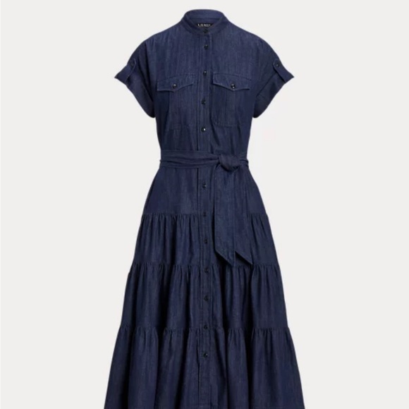 Lauren Ralph Lauren Women's Belted Denim Tiered Shirtdress 22W - Picture 5 of 13